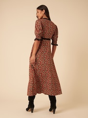 Nobodys Child Red Ditsy Floral Print Sophia Midi Dress - Image 2 of 5