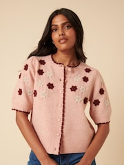 Nobodys Child Pink Embroidered Yolk Cardigan - Image 1 of 4