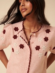Nobodys Child Pink Embroidered Yolk Cardigan - Image 3 of 4