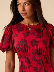 Nobodys Child Red Floral Print Quinn Midi Dress - Image 5 of 5