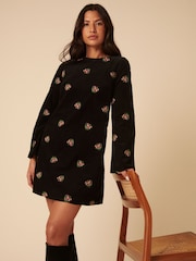 Nobodys Child Black Embroidery Saravejo Mini Dress - Image 3 of 4