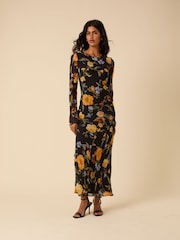 Nobodys Child Black Floral Print Clarissa Midi Dress - Image 1 of 4