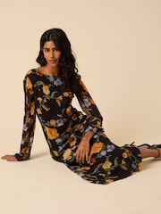 Nobodys Child Black Floral Print Clarissa Midi Dress - Image 3 of 4