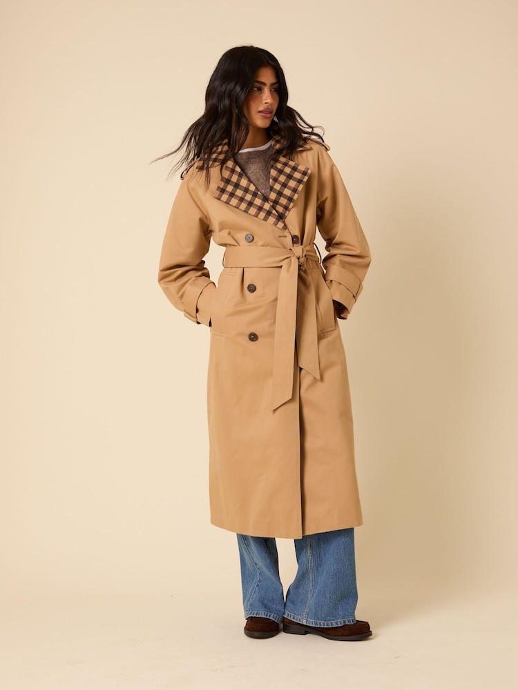 Nobodys Child Brown Contrast Okasan Trench Coat - Image 1 of 5
