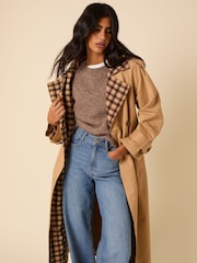 Nobodys Child Brown Contrast Okasan Trench Coat - Image 3 of 5