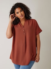 Evans Half Placket Short Sleeve Blouse - Image 1 of 5