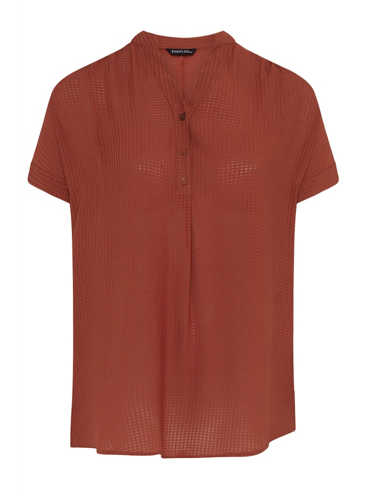 Naranja - Evans Half Placket Short Sleeve Blouse - Imagen 5 de 5 Naranja - Evans Half Placket Short Sleeve Blouse - Imagen 5 de 5