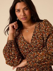 Nobodys Child Red Floral Print Clarissa Midi Dress - Image 5 of 5
