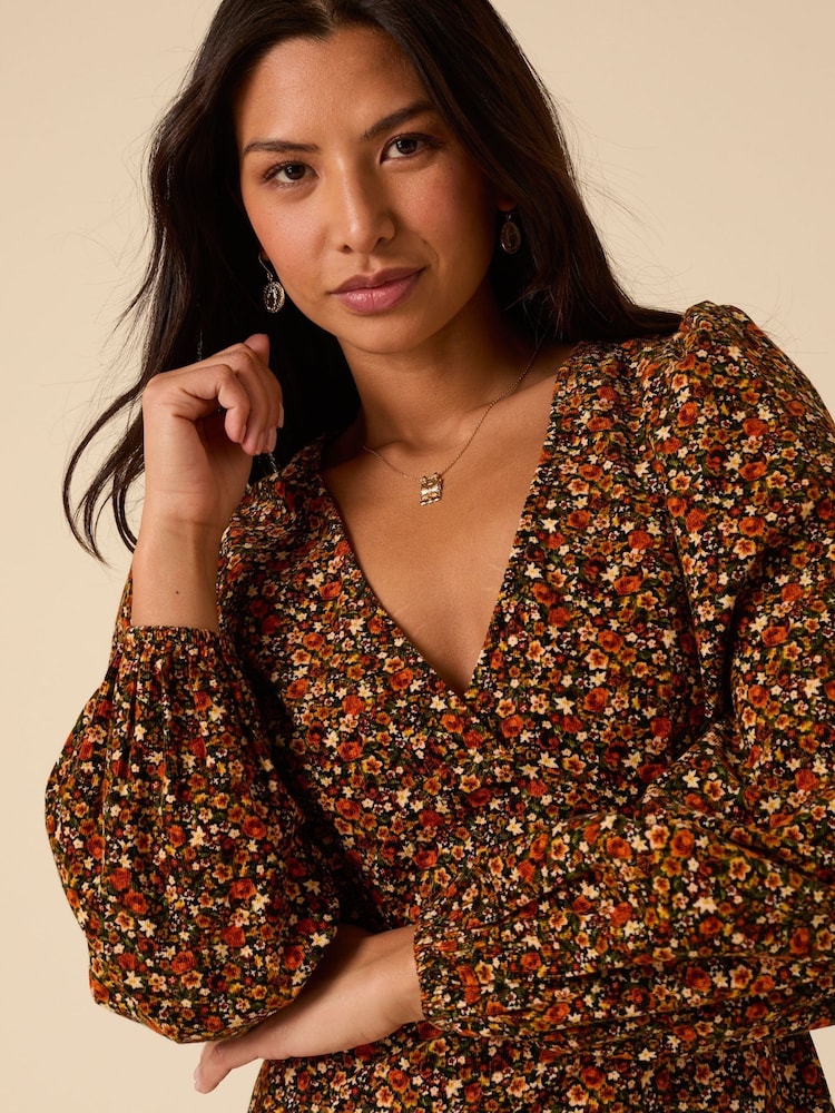 Nobodys Child Red Floral Print Clarissa Midi Dress - Image 5 of 5 Nobodys Child Red Floral Print Clarissa Midi Dress - Image 5 of 5