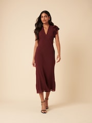 Nobodys Child Brown Plain Layla Midi Dress - Image 1 of 5