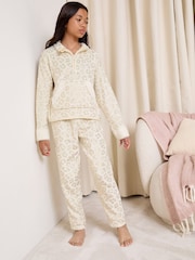 Lipsy Cream Leopard Foil Soft Touch Twosie Pyjamas (5-16yrs) - Image 2 of 4