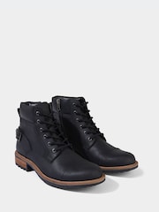 Joe Browns Black Cleated Sole Buckle and Zip Leather Army Boots - Image 3 of 6