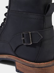Joe Browns Black Cleated Sole Buckle and Zip Leather Army Boots - Image 6 of 6