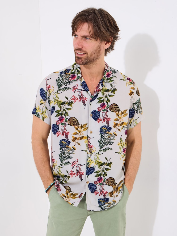 Joe Browns Brown Botanical Print Revere Collar Shirt - Image 2 of 7