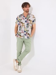 Joe Browns Brown Botanical Print Revere Collar Shirt - Image 3 of 7