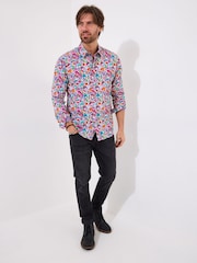 Joe Browns Purple Bright Floral Print Long Sleeve 100% Cotton Shirt - Image 2 of 5