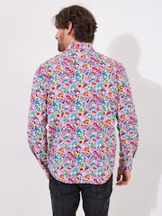 Joe Browns Purple Bright Floral Print Long Sleeve 100% Cotton Shirt - Image 4 of 5
