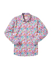 Joe Browns Purple Bright Floral Print Long Sleeve 100% Cotton Shirt - Image 5 of 5