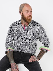 Joe Browns Black Comic Print Graphic Long Sleeve Shirt - Image 1 of 5
