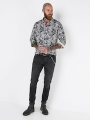 Joe Browns Black Comic Print Graphic Long Sleeve Shirt - Image 2 of 5
