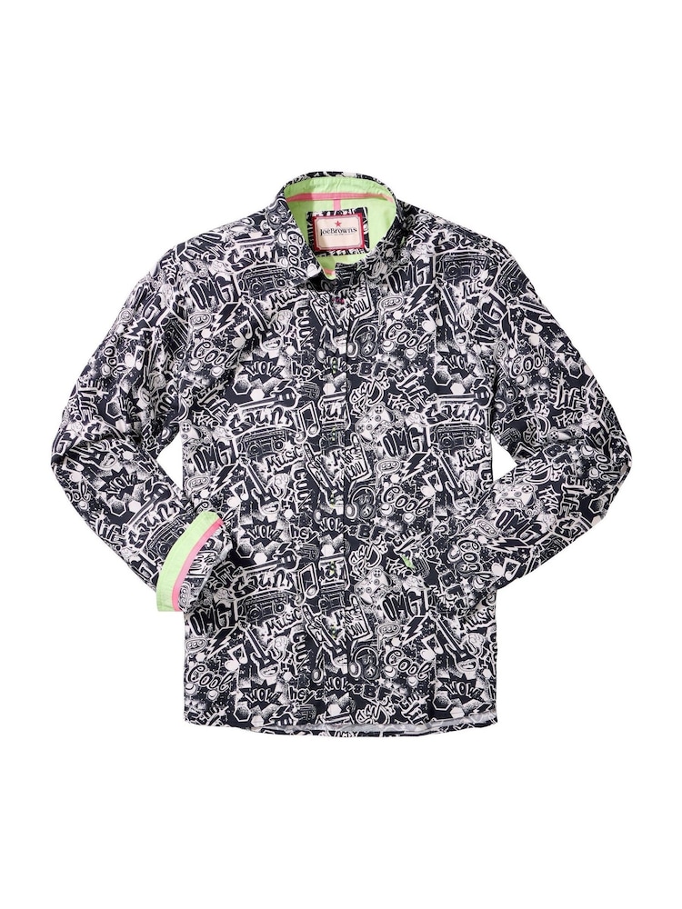 Joe Browns Black Comic Print Graphic Long Sleeve Shirt - Image 5 of 5