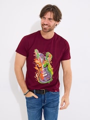 Joe Browns Red Bright Guitar Graphic 100% Cotton T-Shirt - Image 2 of 5