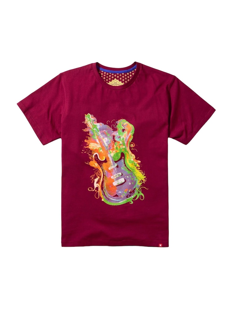 Joe Browns Red Bright Guitar Graphic 100% Cotton T-Shirt - Image 5 of 5