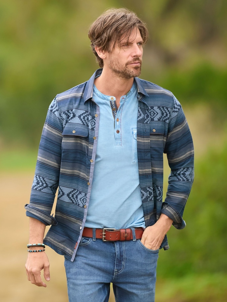 Joe Browns Blue Stripe Long Sleeve Shirt - Image 1 of 6