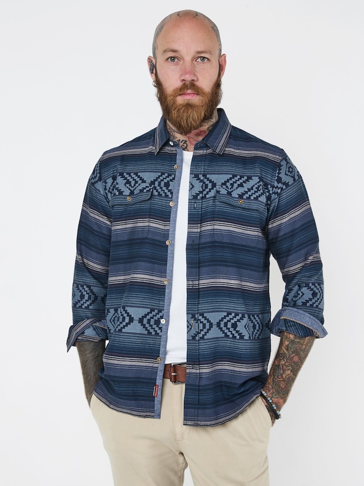 Joe Browns Blue Stripe Long Sleeve Shirt - Image 2 of 6