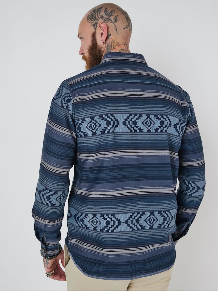 Joe Browns Blue Stripe Long Sleeve Shirt - Image 4 of 6