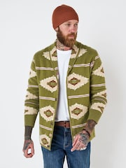 Joe Browns Green Print Shawl Cardigan - Image 2 of 7