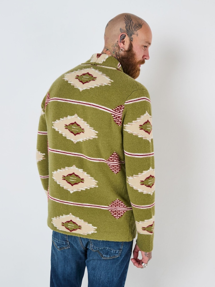Joe Browns Green Print Shawl Cardigan - Image 4 of 7
