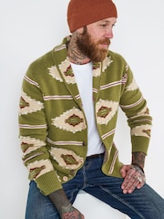 Joe Browns Green Print Shawl Cardigan - Image 5 of 7