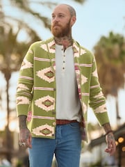 Joe Browns Green Print Shawl Cardigan - Image 6 of 7