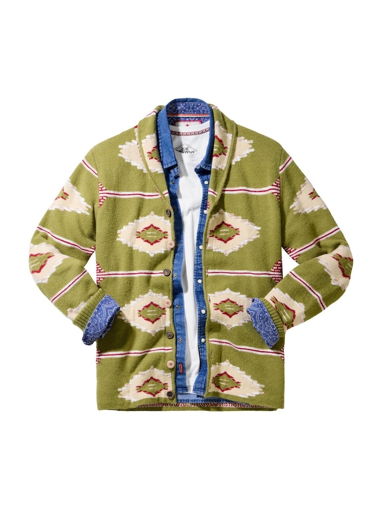 Joe Browns Green Print Shawl Cardigan - Image 7 of 7