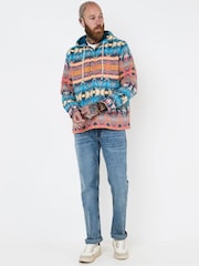 Joe Browns Blue Bright Print Button Detail Hoodie - Image 3 of 7