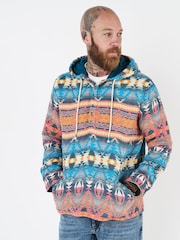 Joe Browns Blue Bright Print Button Detail Hoodie - Image 4 of 7