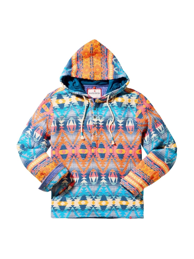 Joe Browns Blue Bright Print Button Detail Hoodie - Image 7 of 7