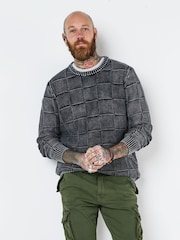 Joe Browns Grey Acid Wash Checked 100%  Cotton Jumper - Image 1 of 5