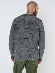 Joe Browns Grey Acid Wash Checked 100%  Cotton Jumper - Image 2 of 5
