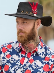 Joe Browns Black Embroidered Leather Fedora - Image 1 of 5