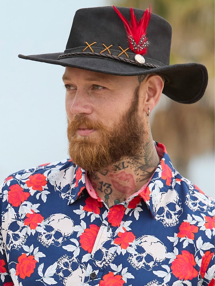 Joe Browns Black Embroidered Leather Fedora - Image 1 of 5