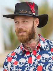 Joe Browns Black Embroidered Leather Fedora - Image 2 of 5