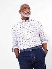 Joe Browns White Butterfly Print Contrast 100% Cotton Trim Shirt - Image 1 of 5