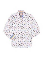 Joe Browns White Butterfly Print Contrast 100% Cotton Trim Shirt - Image 5 of 5