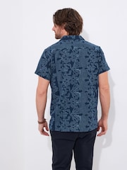 Joe Browns Blue Embroidered Linen Cuban Collar Shirt - Image 5 of 7