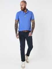 Joe Browns Blue Contrast Button Pique 100% Cotton Polo Shirt - Image 2 of 7