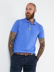 Joe Browns Blue Contrast Button Pique 100% Cotton Polo Shirt - Image 3 of 7