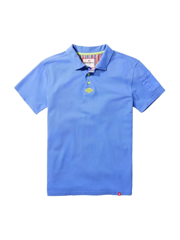 Joe Browns Blue Contrast Button Pique 100% Cotton Polo Shirt - Image 7 of 7