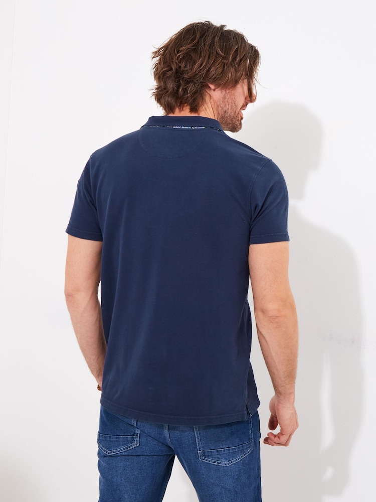 Joe Browns Blue Contrast Button Pique 100% Cotton Polo Shirt - Image 2 of 5